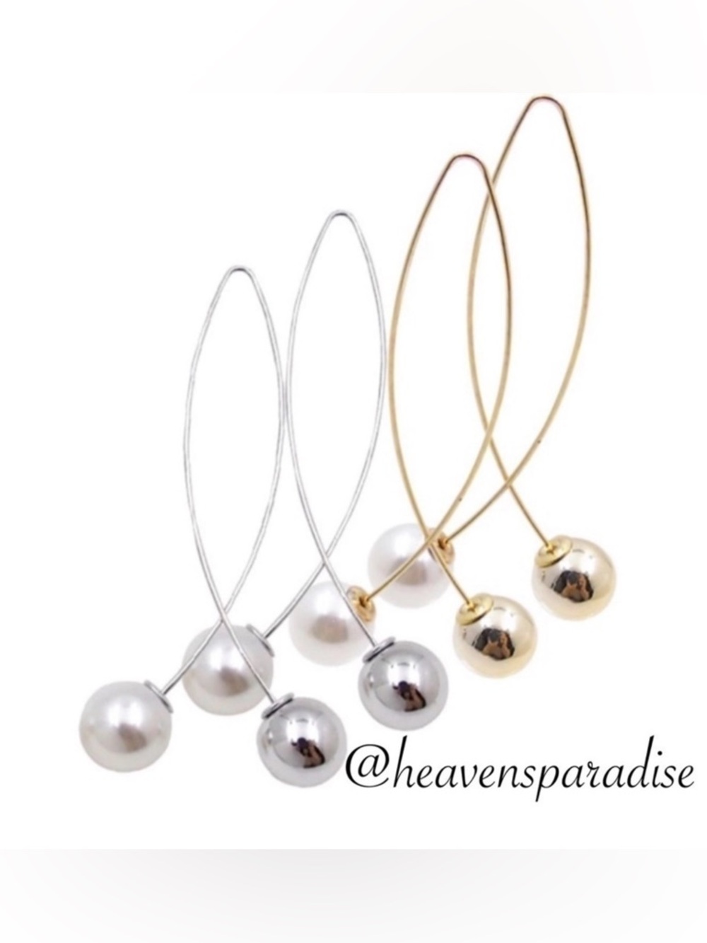 Gold Tone Fish Hook Earrings Imitation Pearl and Gold Ball Lightweight Earrings - Picture 9 of 9
